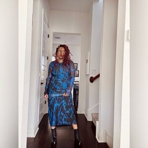 Blue and Black Patterned Dress